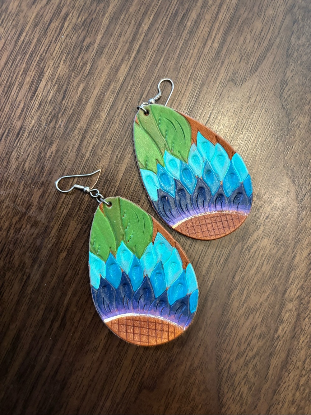 McIntire Saddelry leather earrings hand crafted